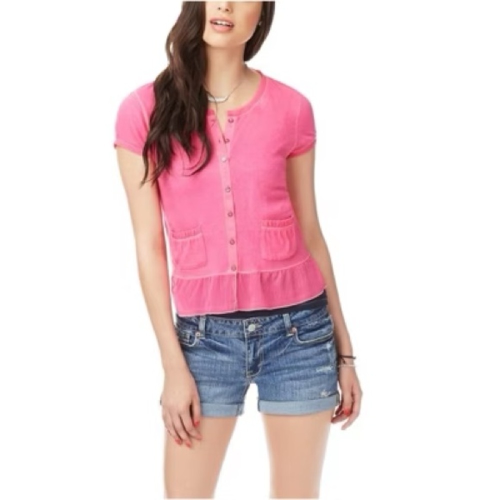Aeropostale Bright Pink Short Sleeve Blouse Size S